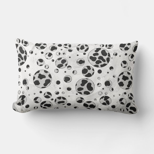 Dalmatien Polka Dot Black and White Lumbarkudde (Framsida)