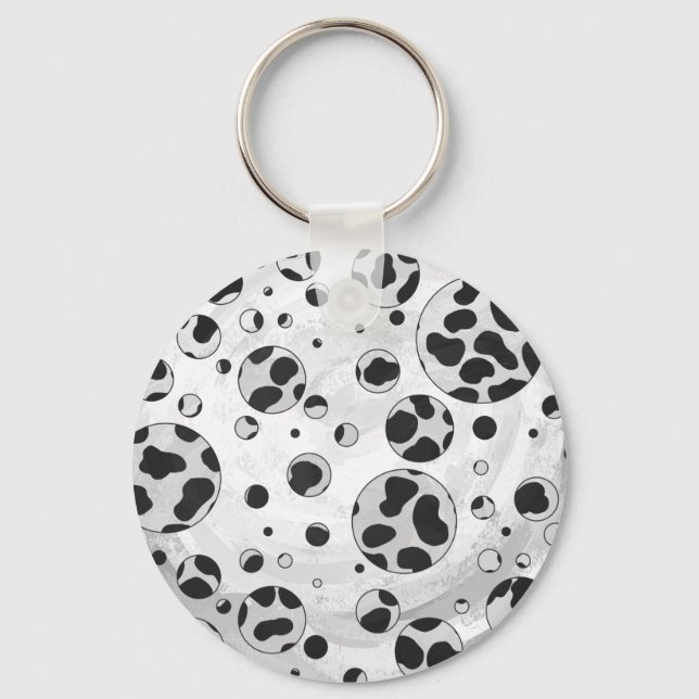 Dalmatien Polka Dot Black and White Nyckelring (Framsida)