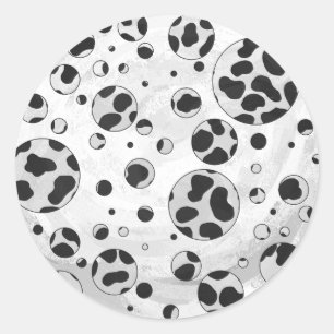 Dalmatien Polka Dot Black and White Runt Klistermärke