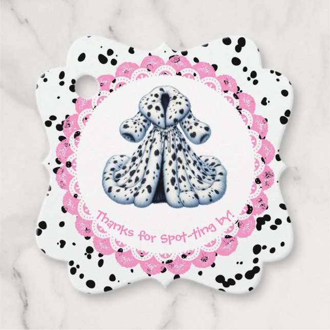 Dalmatien Print Birthday | Svarta och vita party Gåvor Etiketter (Framsida)