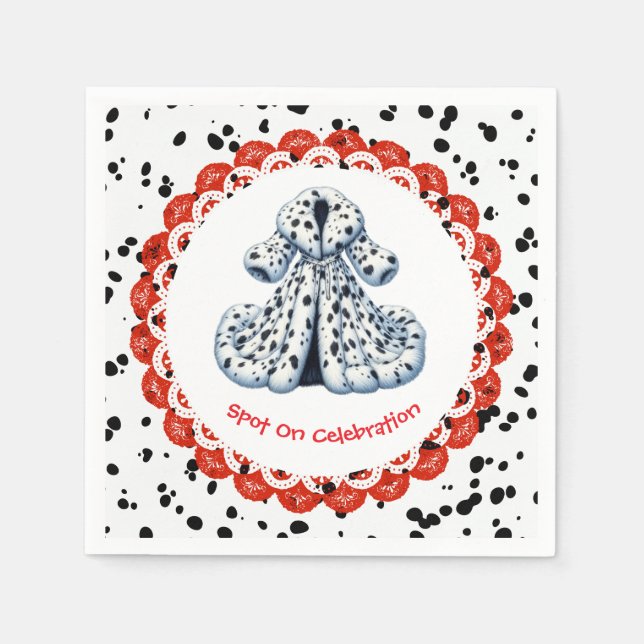 Dalmatien Print Birthday | Svarta och vita party Pappersservett (Framsidan)