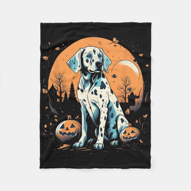 Dalmatien Pumpkin Halloween Costume Hund Puppy Man Fleecefilt (Framsidan)