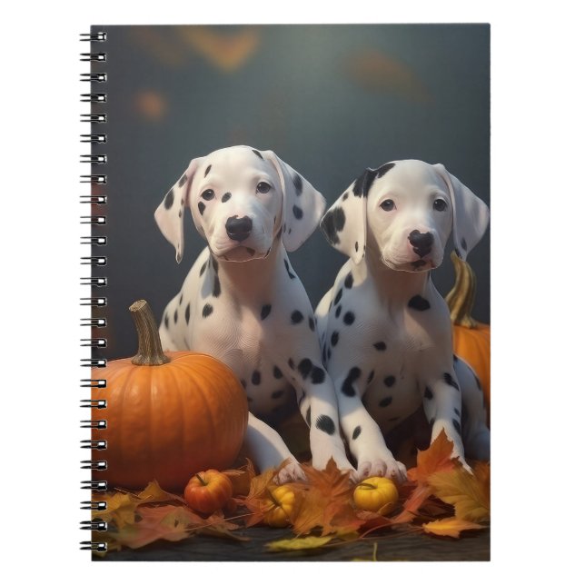 Dalmatien Puppy Autumn Delight Pumpkin Anteckningsbok (Framsidan)
