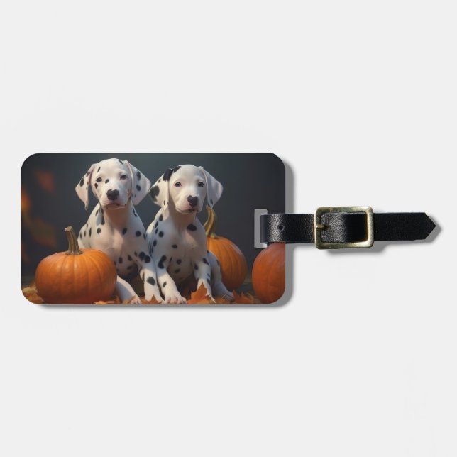 Dalmatien Puppy Autumn Delight Pumpkin Bagagebricka (Horisontell Framsida)