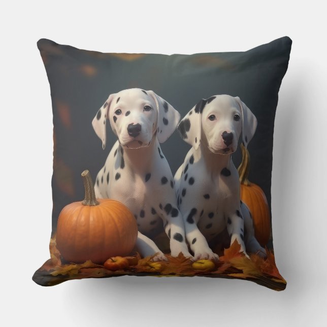 Dalmatien Puppy Autumn Delight Pumpkin Kudde (Framsida)