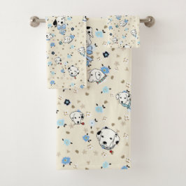 Dalmatien Puppy Blommigt Bath Towels