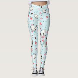 Dalmatien Puppy Blommigt - ljusblå Leggings