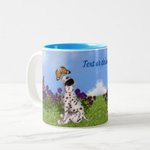 Dalmatien Puppy Butterflies Hund Art Personlig Två-Tonad Mugg