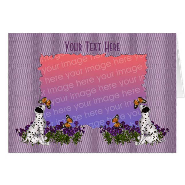 Dalmatien Puppy Butterflies Photo Hälsningskort (Framsidan Horizontal)