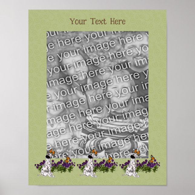 Dalmatien Puppy Butterflies Ram Lägg till ditt fot Poster (Framsidan)