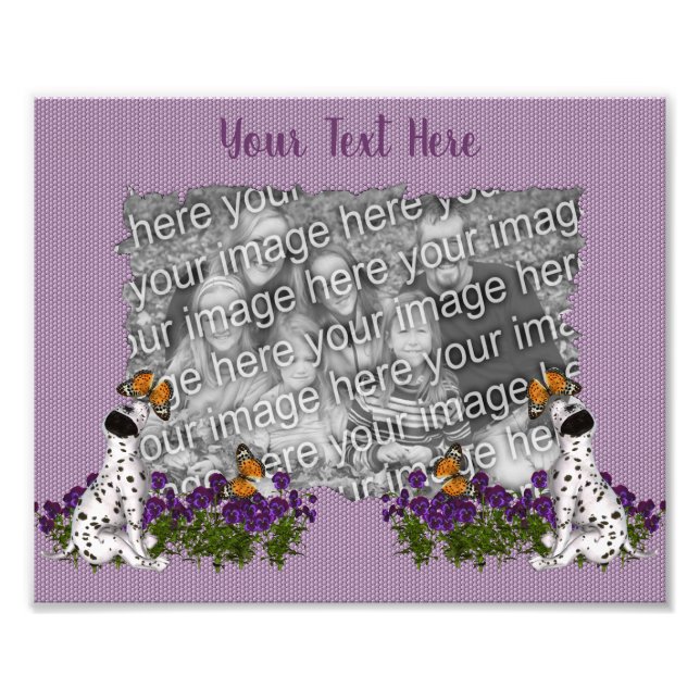 Dalmatien Puppy Butterflies Template Ram Fototryck (Framsidan)