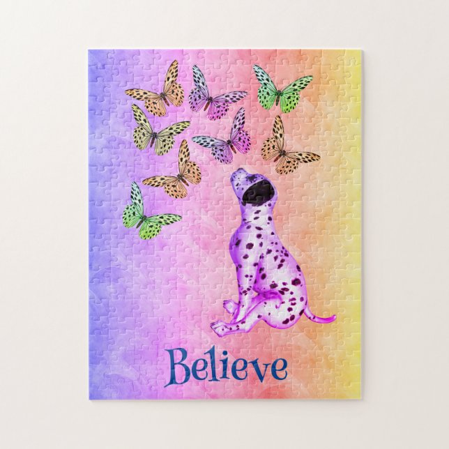 Dalmatien Puppy Butterflies tror inspiration Pussel (Vertikal)