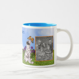 Dalmatien Puppy Butterfly Painting Add Your Photo Två-Tonad Mugg