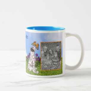 Dalmatien Puppy Butterfly Painting Add Your Photo Två-Tonad Mugg