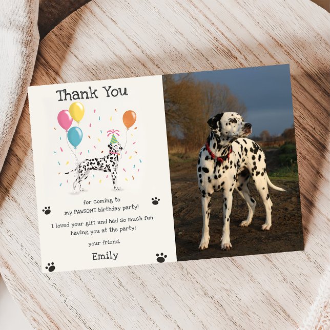 Dalmatien Puppy Hund Birthday Tack du Card Photo Inbjudningar (Skapare uppladdad)