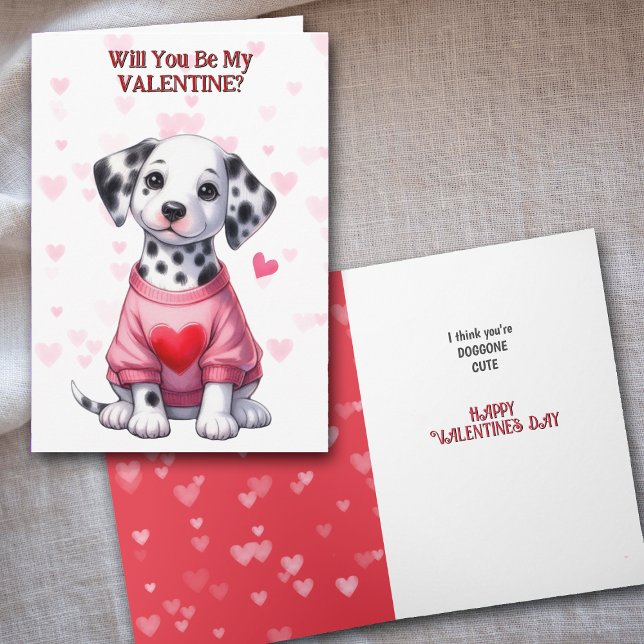 Dalmatien Puppy Hund i Sweater Valentine Helgkort (Skapare uppladdad)