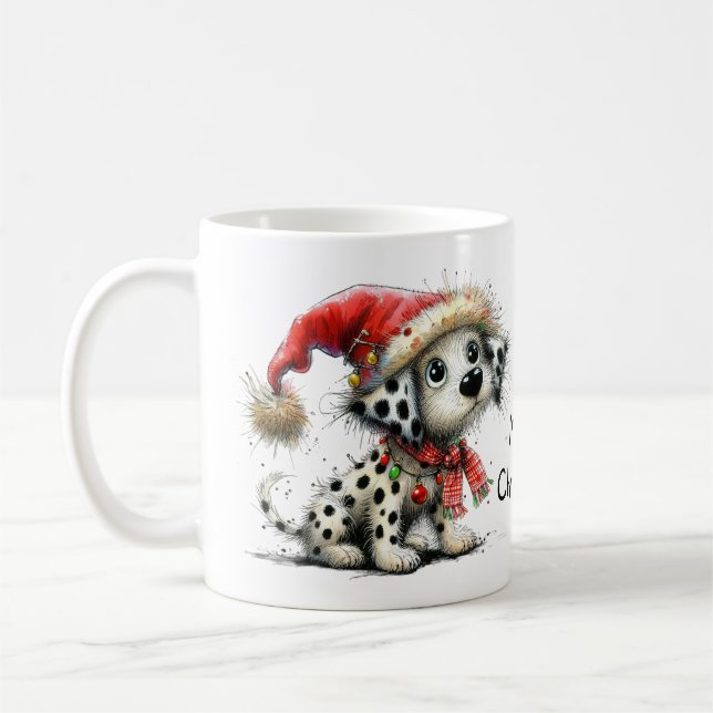 Dalmatien Puppy i jultomten Kaffemugg (Vänster)