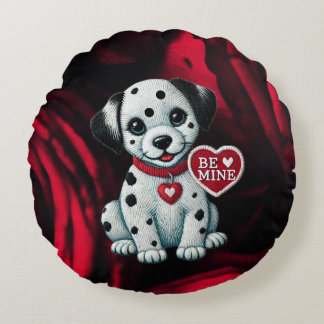 Dalmatien Puppy Kärlek Round Pillow - var min Rund Kudde