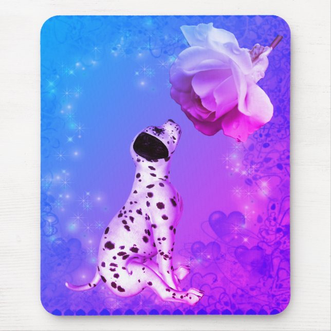 Dalmatien Puppy och Vit ros Musmatta (Framsidan)
