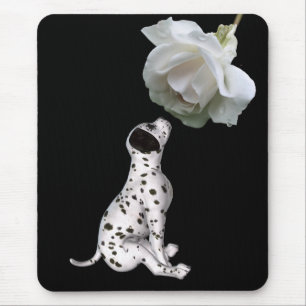 Dalmatien Puppy och Vit ros Musmatta