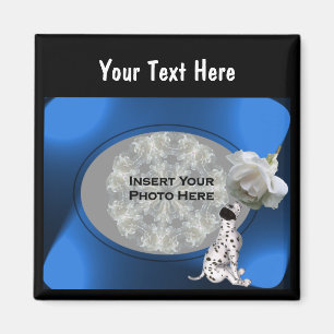 Dalmatien Puppy och Vit ros Photo Magnet