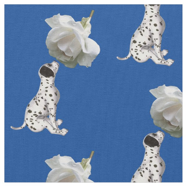 Dalmatien Puppy och Vit ros Tyg (Närbild)