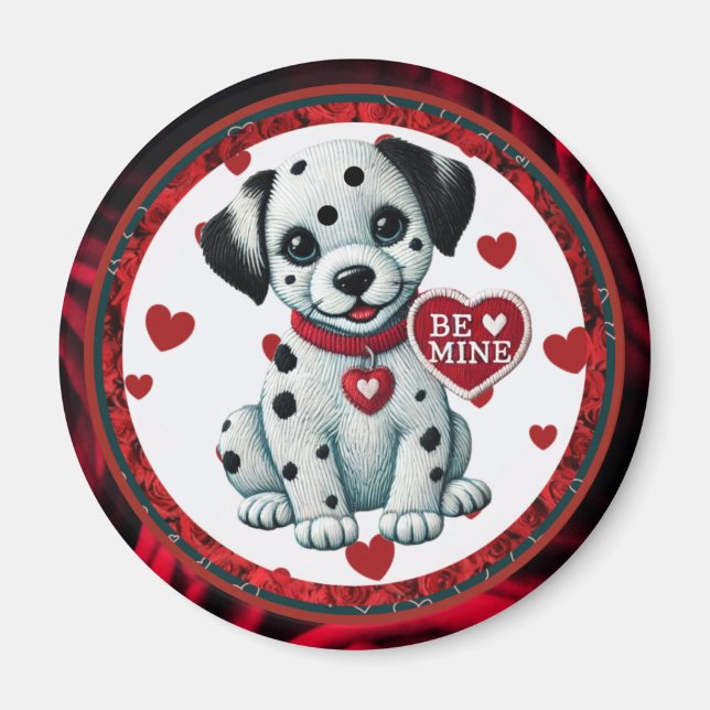 Dalmatien Puppy Round Magnet - Bli alla hjärtans (Framsidan)