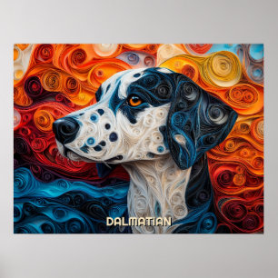 Dalmatien Quilling Art Hund Porträtt Poster