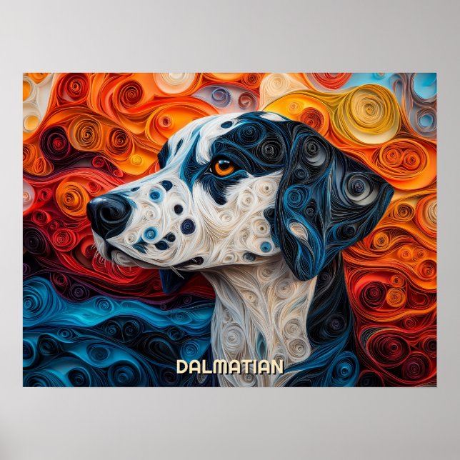 Dalmatien Quilling Art Hund Porträtt Poster (Framsidan)