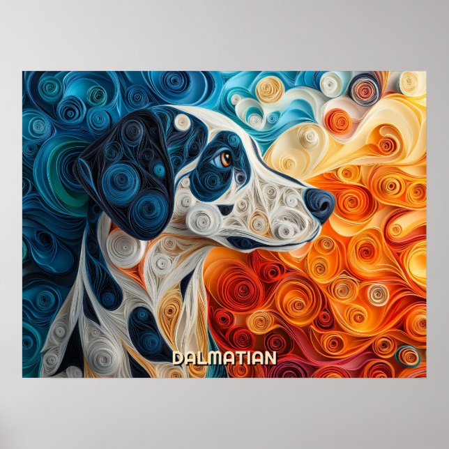 Dalmatien Quilling Art Hund Porträtt Poster (Framsidan)