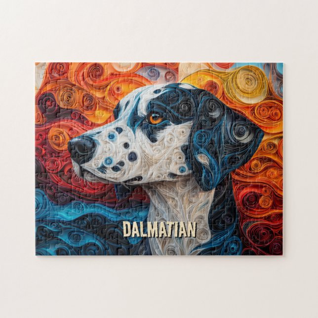 Dalmatien Quilling Art Hund Porträtt Pussel (Horisontell)