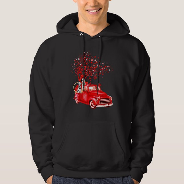 Dalmatien Riding Red Lastbil Valentine Butterfly H Hoodie (Framsida)