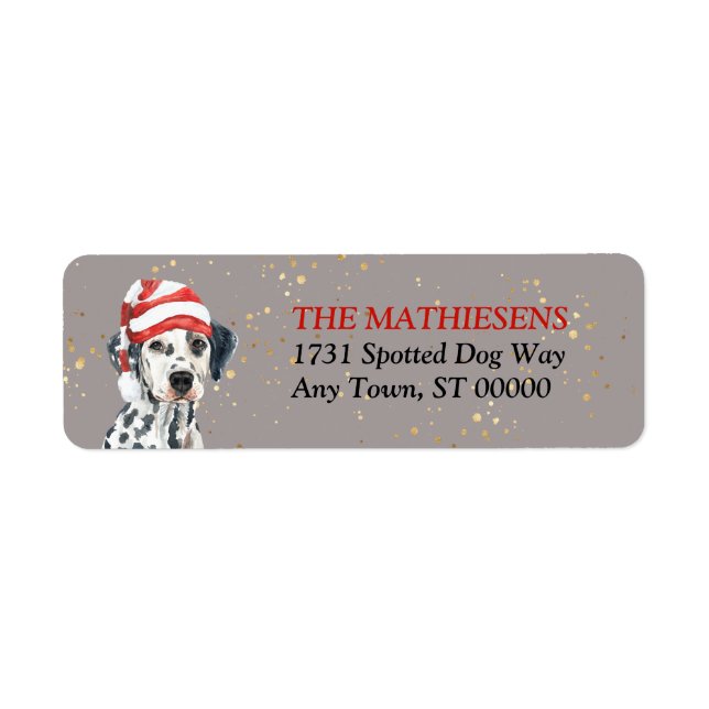 Dalmatien Santa Hat-adressetikett Returadress Etikett (Framsidan)