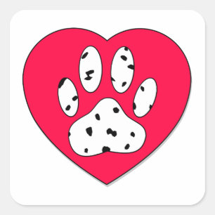 Dalmatien Skriv ut i rött hjärta Fyrkantigt Klistermärke