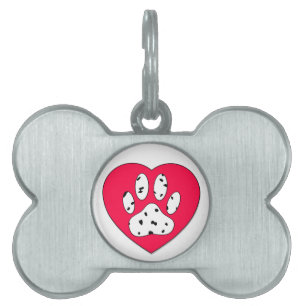 Dalmatien Skriv ut i rött hjärta ID-bricka Husdjur
