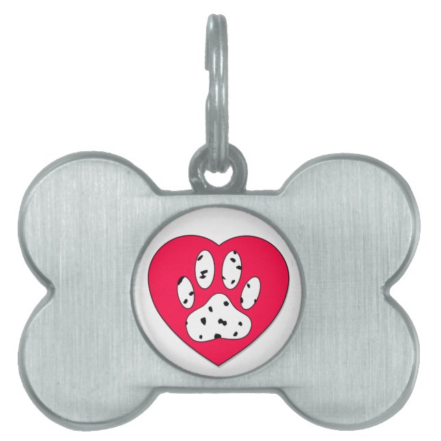 Dalmatien Skriv ut i rött hjärta ID-bricka Husdjur (Framsidan)