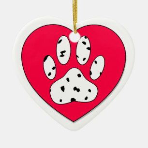 Dalmatien Skriv ut i rött hjärta Julgransprydnad Keramik
