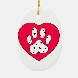 Dalmatien Skriv ut i rött hjärta Julgransprydnad Keramik