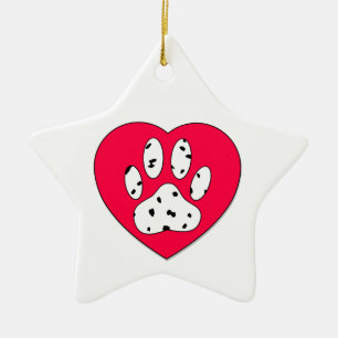 Dalmatien Skriv ut i rött hjärta Julgransprydnad Keramik