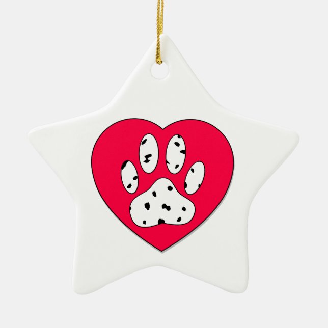 Dalmatien Skriv ut i rött hjärta Julgransprydnad Keramik (Framsidan)