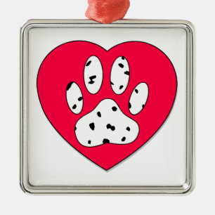 Dalmatien Skriv ut i rött hjärta Julgransprydnad Metall