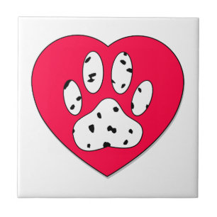 Dalmatien Skriv ut i rött hjärta Kakelplatta