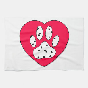 Dalmatien Skriv ut i rött hjärta Kökshandduk