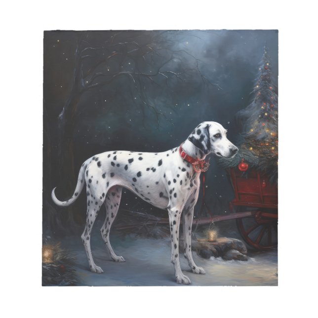 Dalmatien Snowy Sleigh-juldekretet Anteckningsblock (Framsida)