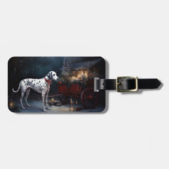Dalmatien Snowy Sleigh-juldekretet Bagagebricka (Horisontell Framsida)