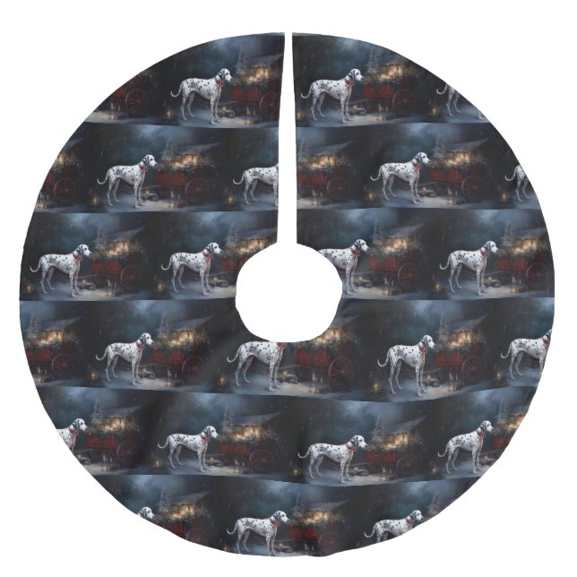 Dalmatien Snowy Sleigh-juldekretet Julgransmatta Borstad Polyester (Framsidan)