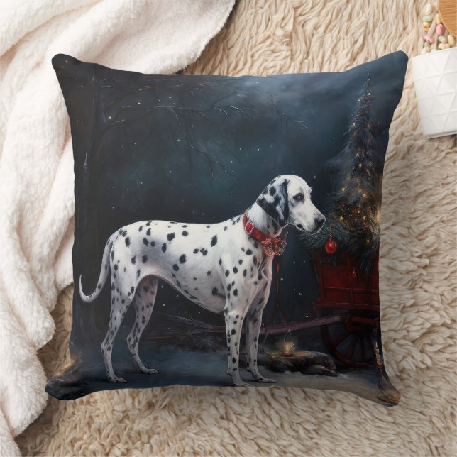 Dalmatien Snowy Sleigh-juldekretet Kudde (Filt)