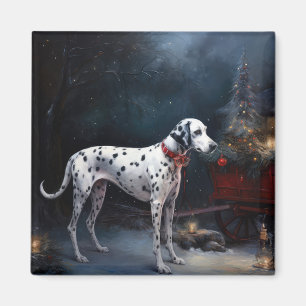 Dalmatien Snowy Sleigh-juldekretet Magnet