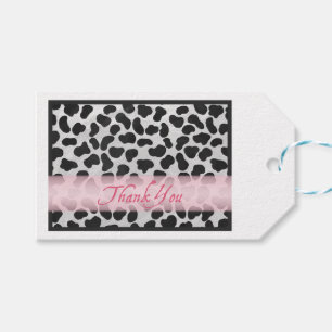 Dalmatien Spot Mönster Rosa Tack Presentetikett