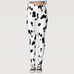 Dalmatien Spots Mönster Black and White Hund Päls Leggings